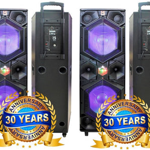 2 MR DJ VEGAS Double 15" 3-Way Full-Range Powered/Active DJ PA Multipurpose Live Sound Bluetooth Loudspeaker