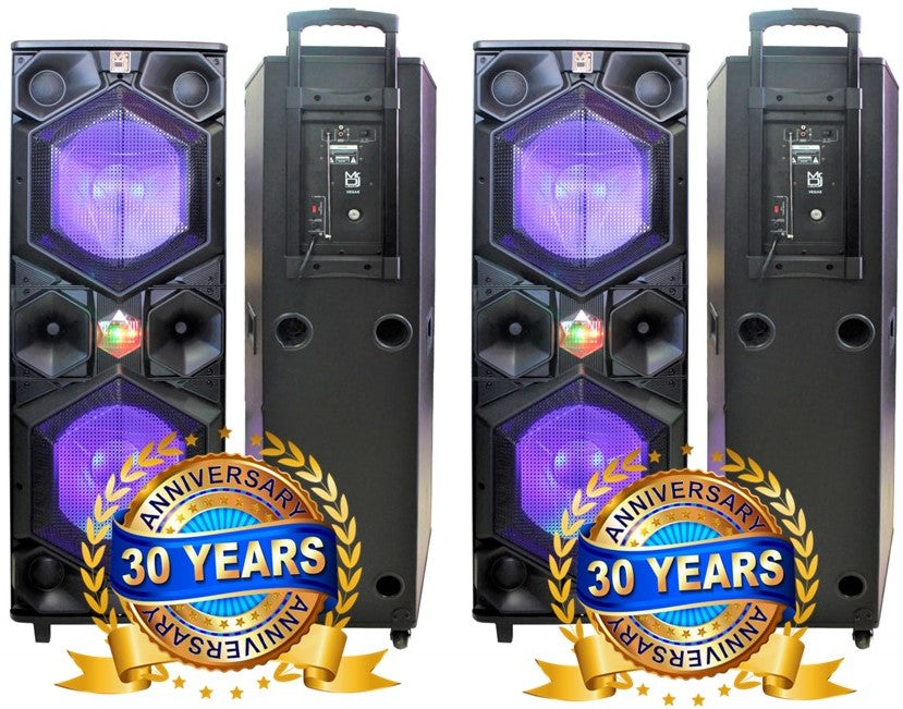2 MR DJ VEGAS Double 15" Bluetooth Speaker <br/>Professional Dual 15” 3-Way Full-Range Powered/Active DJ PA Multipurpose Live Sound Bluetooth Loudspeaker