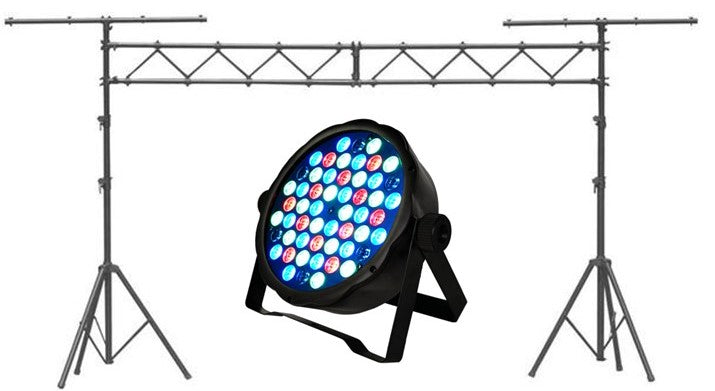 MR DJ LS560 10FT Portable PRO Audio PA DJ Lightweight Aluminum Lighting Truss + MEGA354 SlimPAR 54 Low Profile RGB LED Par