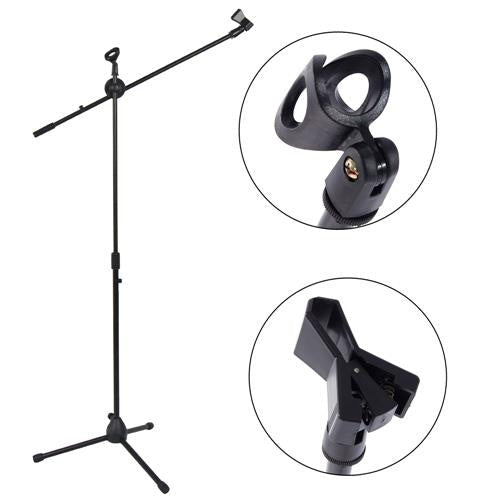 Mr. Dj MS500 Universal Adjustable Tripod Microphone Stands Adjustable Boom Stage with Mic Holder Clips