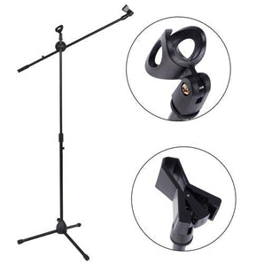 MR DJ MS-300 Universal Adjustable Tripod Microphone Stands Adjustable Boom Stage with Mic Holder Clips