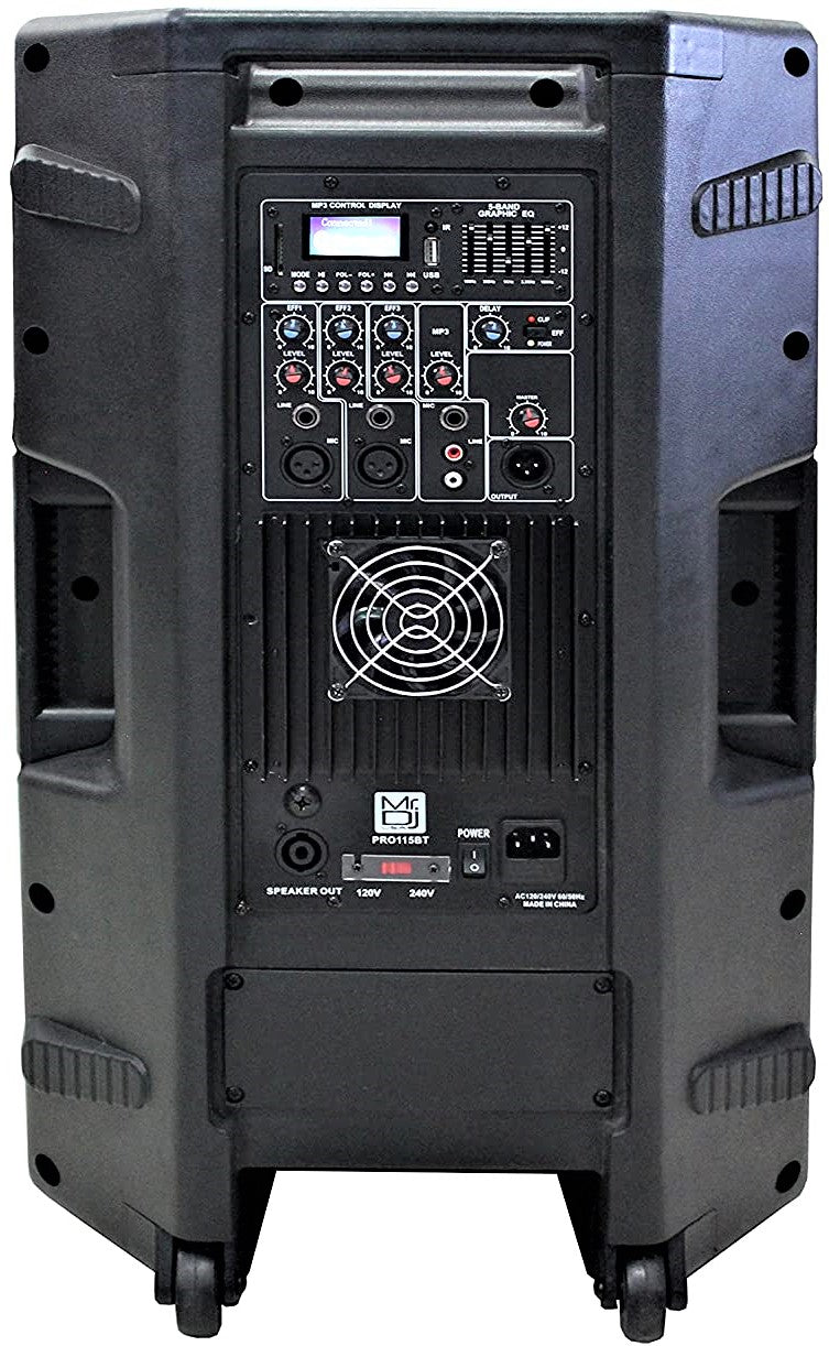 MR DJ PRO115BT PA DJ Powered Speaker PRO PA DJ 15” 2-Way Full-Range Powered/Active DJ Loudspeaker