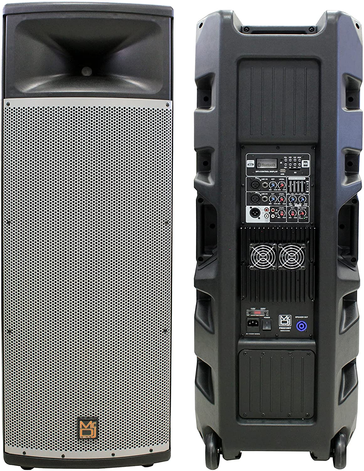 Mr Dj PRO215BT PA DJ Powered Speaker PRO PA DJ Dual 15” 3-Way Full-Range Powered/Active Loudspeaker