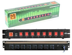 MR DJ PSC250 Rack Mountable 8 Port Power Switcher Surge Protectors Red Toggles ON / OFF Power Center, Power Strip