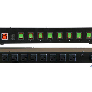MR DJ PSC400 Power Switcher Surge Protectors <br/>Rack Mountable 8 Port Power Switcher Surge Protectors Green Toggles ON / OFF Power Center