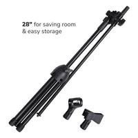 Thumbnail for MR DJ MS600PKG 2 Universal Adjustable Tripod Microphone Stands Table Boom Stage with Mic Holder Clips & Carry Bag