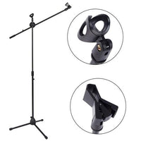 Thumbnail for MR DJ MS600PKG 2 Universal Adjustable Tripod Microphone Stands Table Boom Stage with Mic Holder Clips & Carry Bag