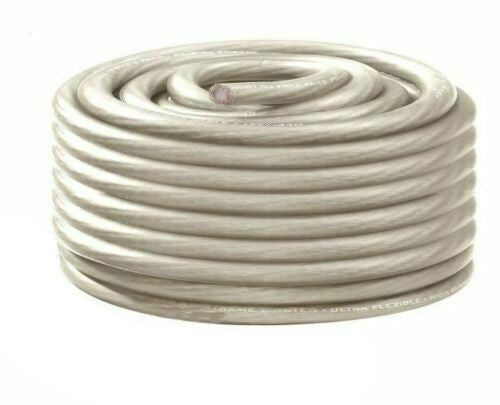 Absolute P0G-25S 25Ft True 1/0 Gauge Power Platinum Silver Wire Strand Cable 25' Ultra Flexible