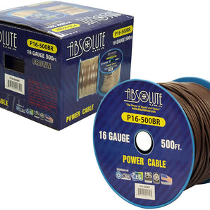 Absolute USA P16-500BR 16 Gauge 500FT Primary Power &amp; Remote Wire – Brown