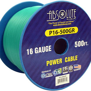 Absolute P16-500GR 16 Gauge 500-Feet Spool Primary Power Wire Cable (Green)