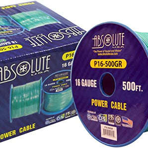 Absolute USA P16-500GR 16 Gauge 500-Feet Green Spool Primary Remote Power Wire Cable