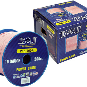 Absolute P16-500PI 16 Gauge 500FT Primary Power &amp; Remote Wire – Pink