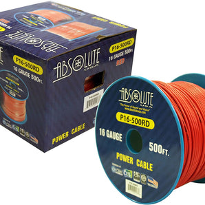 Absolute USA P16-500RD 16 Gauge 500FT Primary Power & Remote Wire – Red