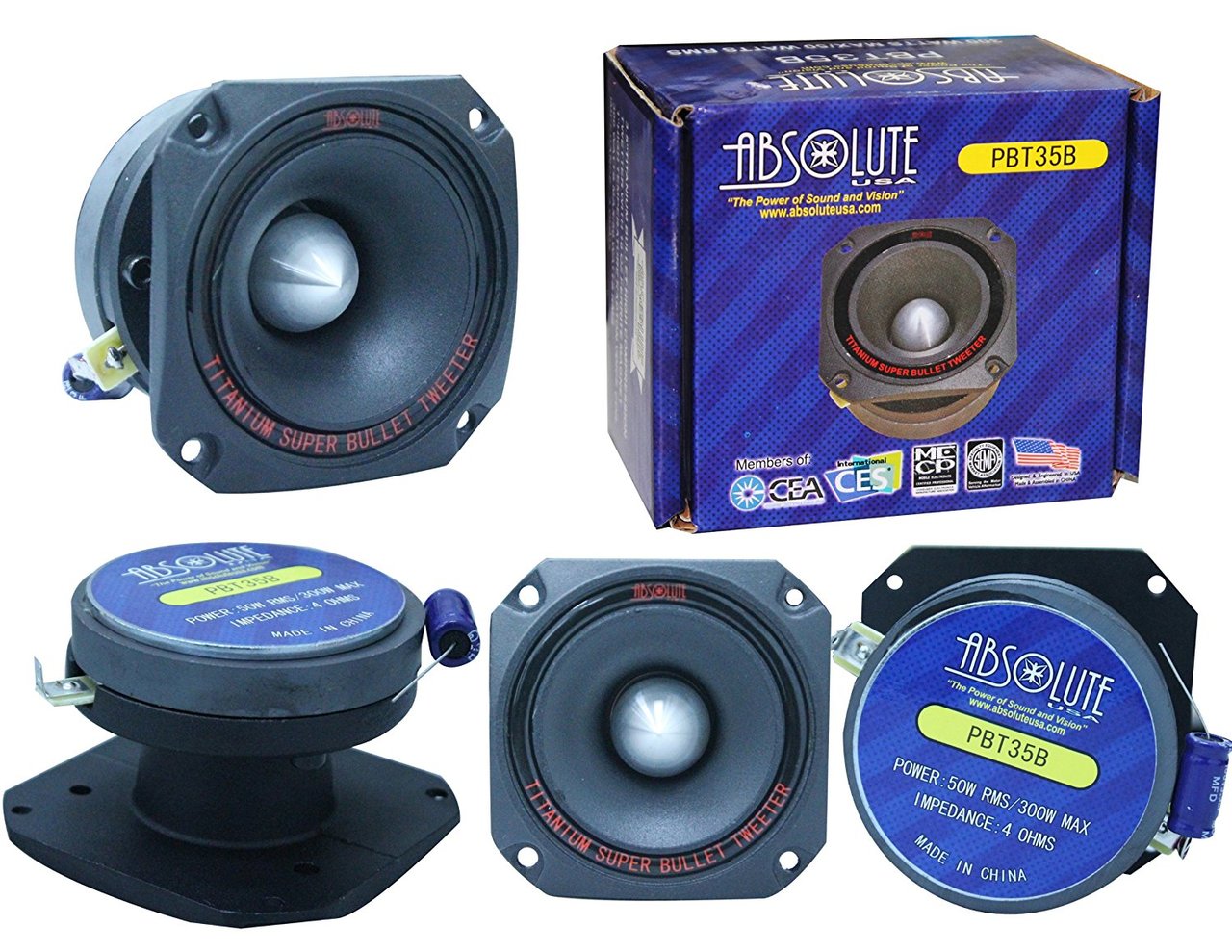 Absolute USA PBT35B 3.5-Inch Titanium Bullet High Compression Tweeter with 10 Oz Ferrite Magnet