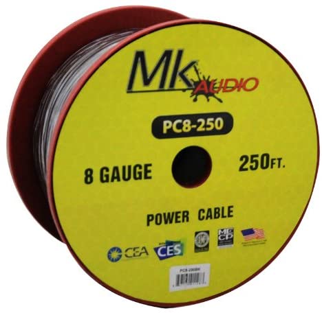 Mk Audio PC8-250BK 8 Gauge Black & PC8-250RD 8Gauge Red Multi-Strand 250 Feet Power Ground Wire Cable (Total 500 Feet)