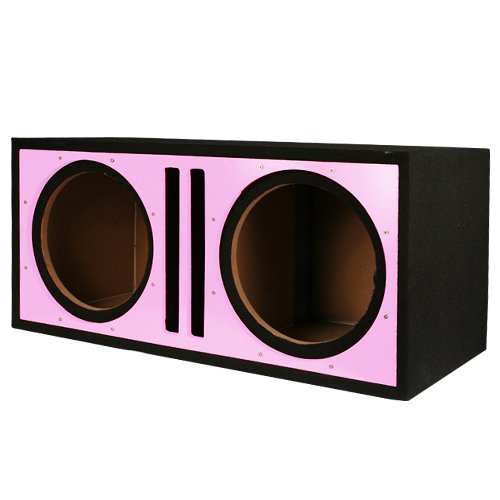 Absolute PDEB10PI Dual 10-Inch, 3/4-Inch MDF Twin Port Subwoofer Enclosure with Pink High Gloss Face Board