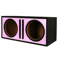 Thumbnail for Absolute PDEB10PI Dual 10-Inch, 3/4-Inch MDF Twin Port Subwoofer Enclosure with Pink High Gloss Face Board