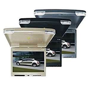 Absolute PFL1400IRC (Cream Tan)<BR/> 14" TFT-LCD Roof Mount Overhead Flip-Down Monitor Built-In IR, Swivel, Remote, Dome Light, Cream Tan