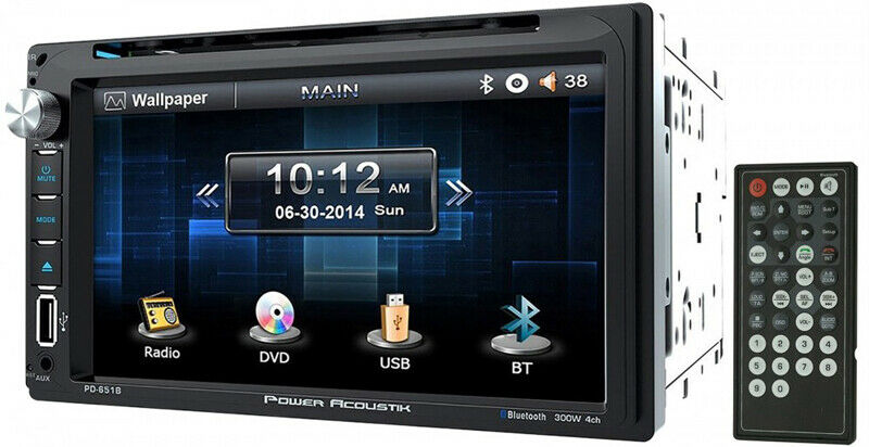 Power Acoustik Double DIN Bluetooth In-Dash DVD/CD/AM/FM Car Stereo & Dash Kit Harness Fit 07-12 Nissan Altima