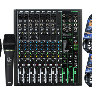 Mackie ProFX12v3 12-Channel Mixer with Built-in Effects and USB +2 Mackie EM-89D Cardioid Dynamic Vocal Microphone+Free Microphone Cables