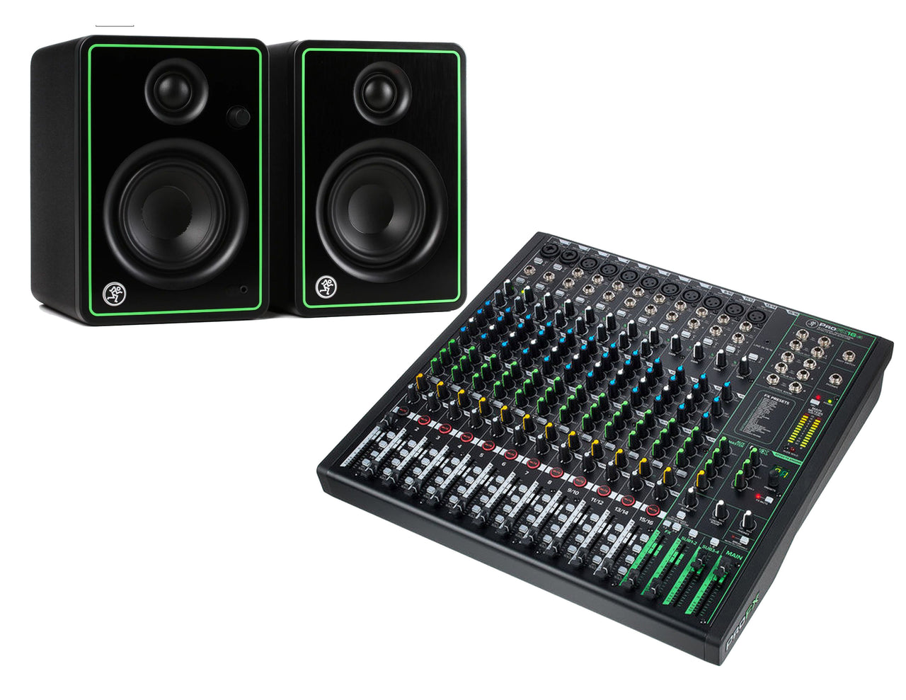 Mackie Bundle with CR5-XBT - Bluetooth Studio Monitor - Pair + ProFX16v3 16-channel Mixer with USB and Effects