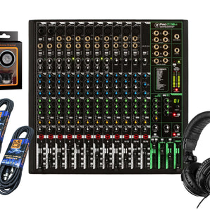 Mackie ProFX16v3 16-Ch Mixer + Pro TH02 Headphone + 2 XLR Cable + Phone Holder