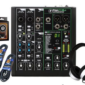Mackie ProFX6v3 6-Channel Mixer with Built-in Effects and USB + SR450 Headphone + Pair of XLR Cable+Absolute Magnet Phone Holder