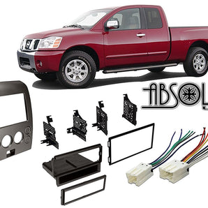 Absolute RADIOKITPKG1 Fits Nissan Titan 2004-2005 Double DIN Stereo Harness Radio Install Dash Kit