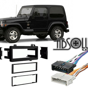 Absolute Jeep Wrangler 1997-2002 Single DIN Stereo Harness Radio Install Dash Kit