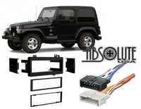 Thumbnail for Absolute USA ABS99-6501 Compatible with Jeep Wrangler 1997 1998 1999 2000 2001 2002 Single DIN Stereo Harness Radio Install Dash Kit Package