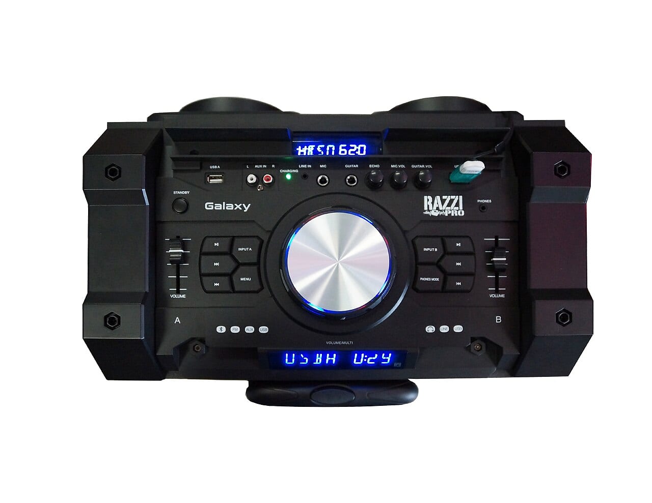 RAZZI PRO GALAXY <br/>Dual 12" Rechargeable PA DJ Speaker / Bluetooth, Light, Echo 12000W