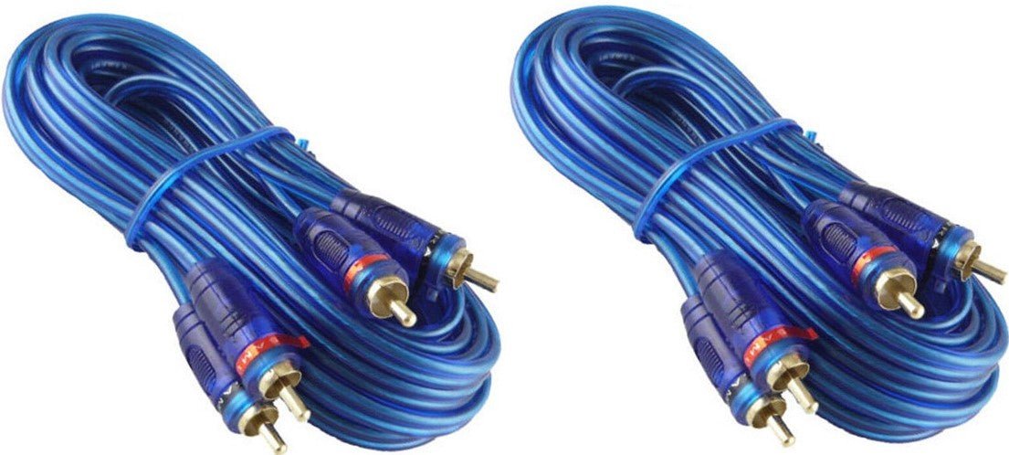 2 Absolute RCA20 20 Ft 2 Male to 2 Male 2-Channel Blue Twisted Car Amplifier Stereo or Home Audio RCA Audio Interconnect Cable