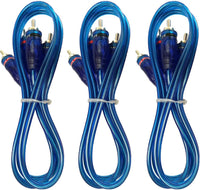 Thumbnail for 3 ABSOLUTE 3 Ft 2 Ch Blue Twisted Car Amp Gold RCA Jack Cable Interconnect