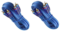 Thumbnail for 2 Samurai Audio 20 Ft 2 Ch Blue Twisted Car Amp RCA Jack Cable Interconnect 20ft