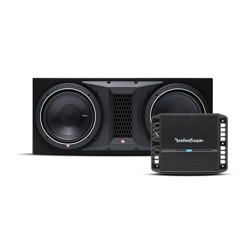 Rockford Fosgate Punch P300X1 & P1-2X10<BR/>Mono subwoofer Amplifier with Punch P1 Ported Loaded Enclosure Subwoofer Package