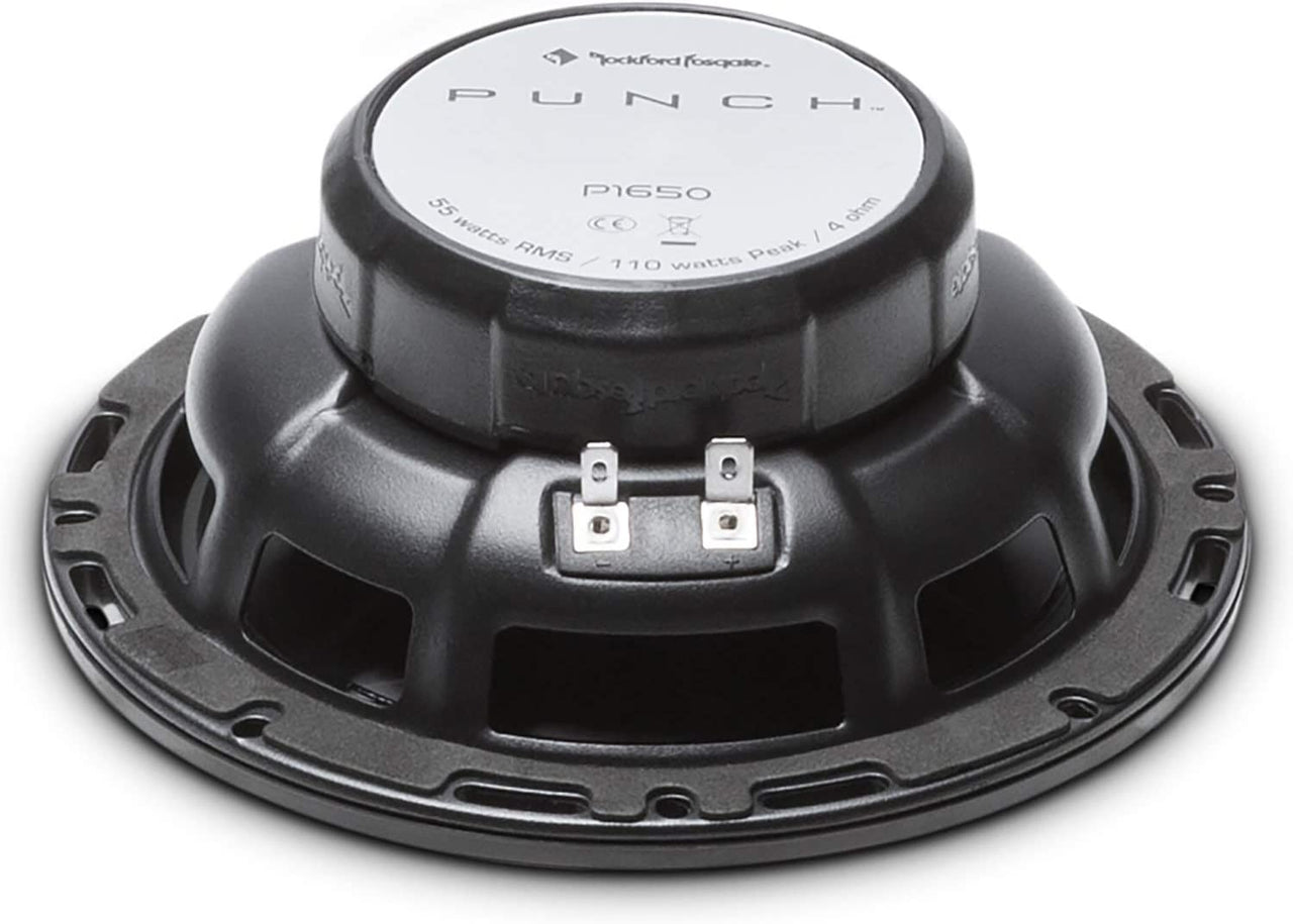 Rockford Punch P1650 Speaker<br/> 220W Max 6.5" 2-Way P1 Punch Series Coaxial Speakers w/ PEI Dome Tweeter