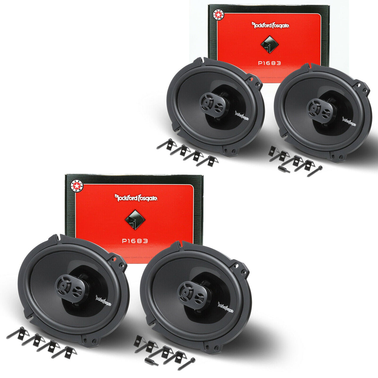 4x Rockford Fosgate PUNCH P1683 6"x8" 520 Watt 3-way Coaxial Car Stereo Speakers
