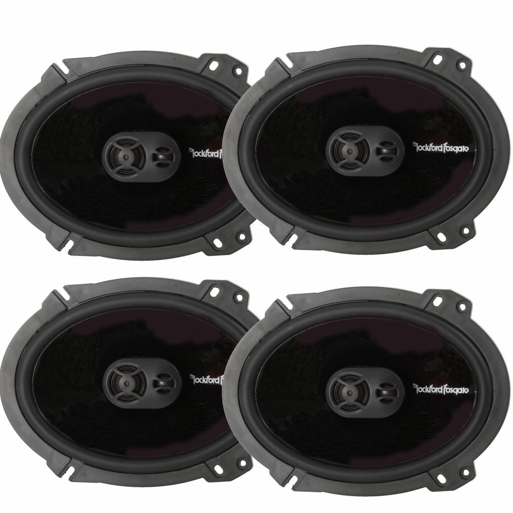 2004-14 Ford F150 Rockford Fosgate Punch Package w Amplifier & 6x8" Speakers (4) P1683 6" x 8" 3Way Coaxial Car Speakers + P400X4 4Channel Class AB Full Range Amplifier + (4) Speaker Adapter Harnesses