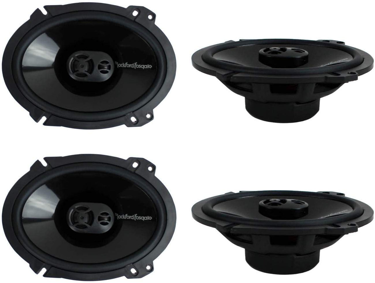 2004-14 Ford F150 Rockford Fosgate Punch Package w Amplifier & 6x8" Speakers (4) P1683 6" x 8" 3Way Coaxial Car Speakers + P400X4 4Channel Class AB Full Range Amplifier + (4) Speaker Adapter Harnesses