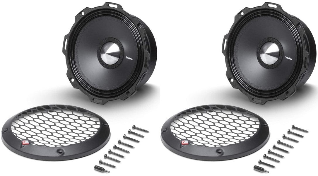 2 Rockford Fosgate PPS4-6 6.5" 400W 4-Ohm Midrange Car Audio Speaker Pair with Fiber Reinforced Paper Cone and Stamp Cast Aluminum Frame
