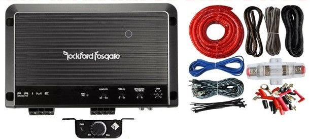 Rockford Fosgate R1200-1D Prime 1200 Watts Class D 1-Channel Amp + 4 Gauge Amp Kit