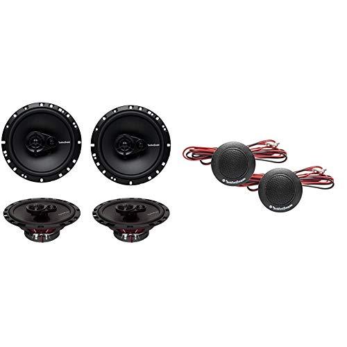 4 New Rockford Fosgate R165X3 6.5" 180W 3 Way Car Audio Coaxial Speakers Stereo Bundle with Rockford Fosgate Prime R1T-S 1-Inch Tweeter Kit