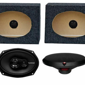 2) Rockford Fosgate R169X3 6x9" 130W Car Speakers + 2) Angled 6x9" Speaker Box