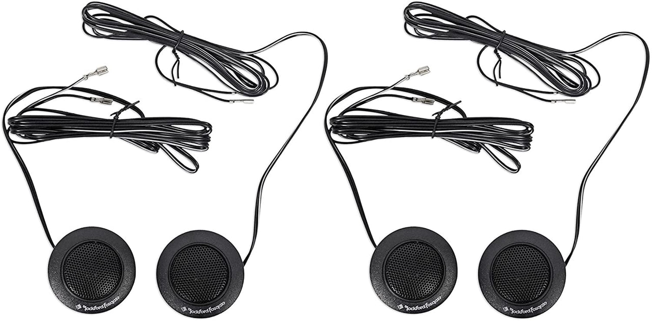 2 Pair Rockford Fosgate R165X3 6.5" 180W 3 Way Car Audio Coaxial Speakers Stereo Bundle with Rockford Fosgate Prime R1T-S 1-Inch Tweeter Kit