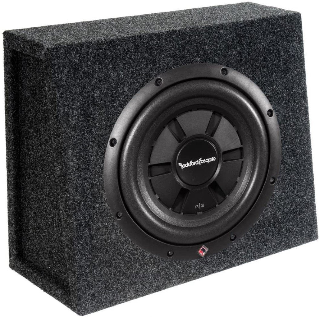 Rockford Fosgate Prime R2SD2-10 + Single Sealed Boxes 400W Max 10" shallow mount dual 2-ohm voice coils subwoofer + Single Sealed Boxes