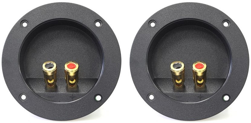 2 Absolute USA RST-450 4" Terminal Cup <br/>4-Inch Double Binding Round Gold Plate Push Spring Loaded Banana Jacks Double Post Speaker Box Terminal Cup