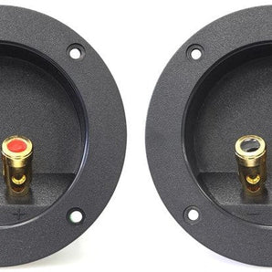2 Absolute USA RST-450 4" Double Binding Round Gold Plate Push Spring Loaded Banana Jacks Double Post Subwoofer Terminal