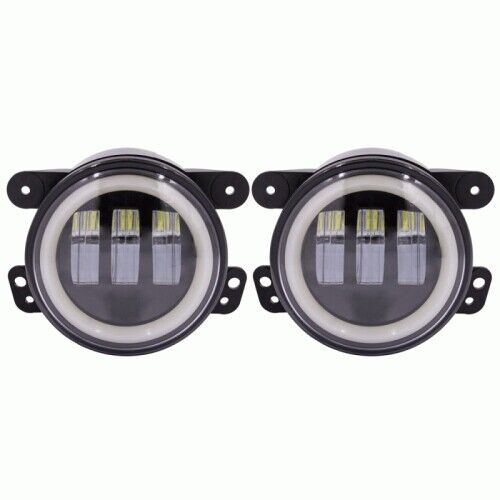 Metra JP-702FLB Fog Lights with Black Face and Full Halo 4 Inch, 6 LED for Jeep