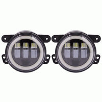 Thumbnail for Metra JP-702FLB Fog Lights with Black Face and Full Halo 4 Inch, 6 LED for Jeep