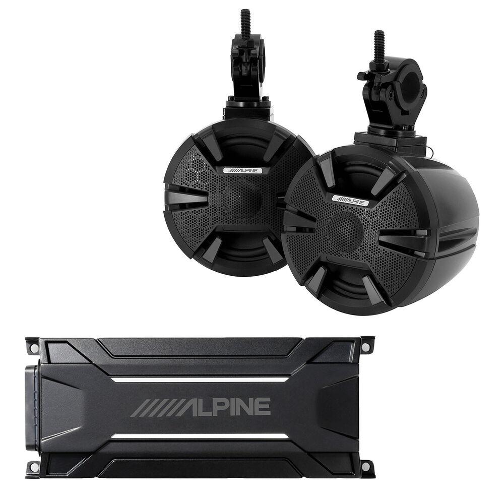 Alpine SPV-65-SXS 6.5" Powersports Wakeboard Tower Speakers with Alpine KTA-30FW for  ATV/UTV/RZR